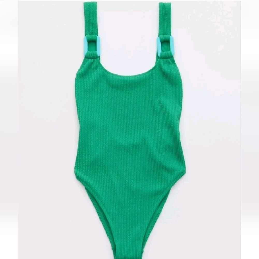 Aerie Green Ribbed Swimsuit Size Small